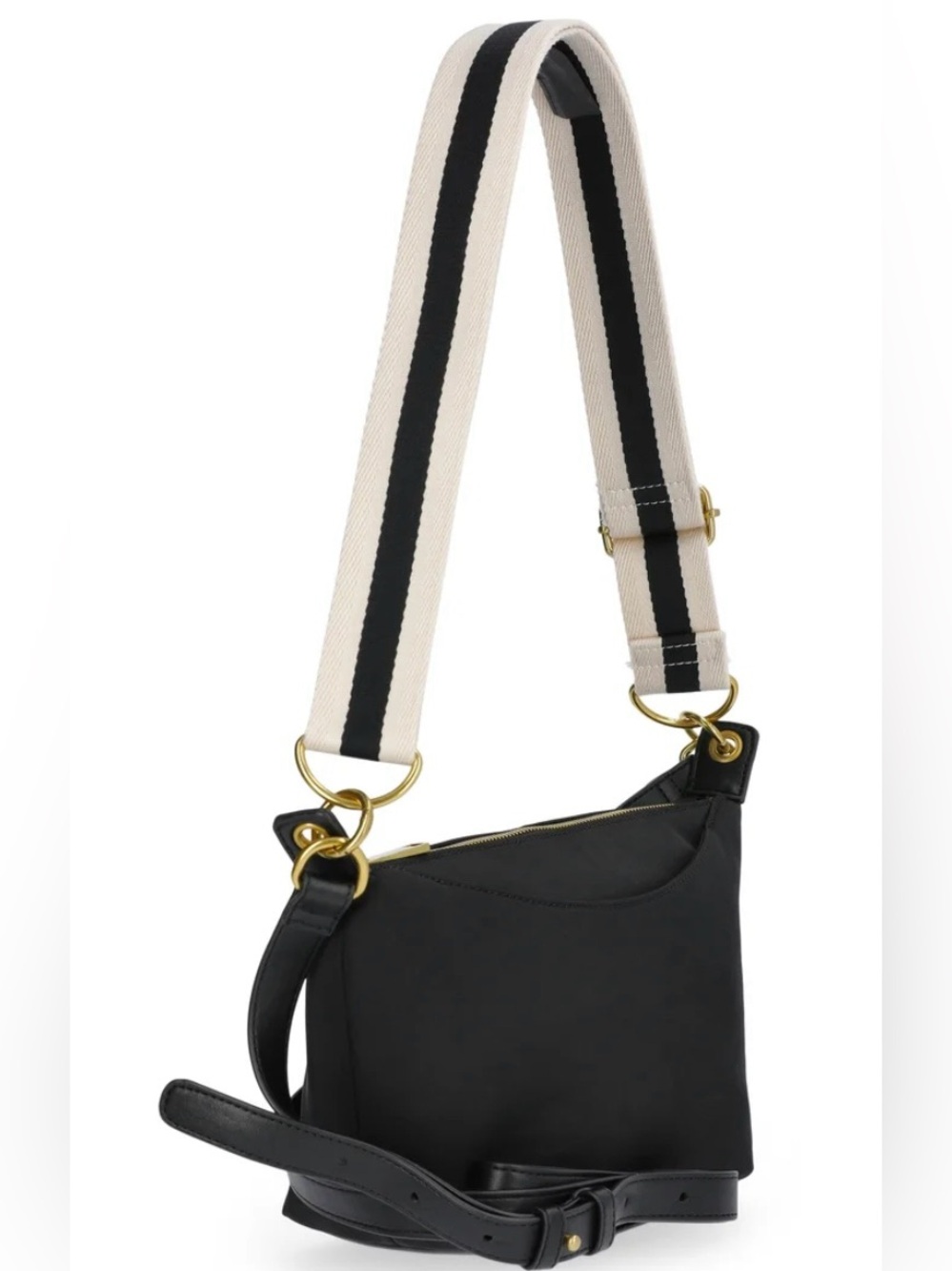 NWT Free Asembly Black Crossbody handbag with Striped Strap - Picture 8 of 10